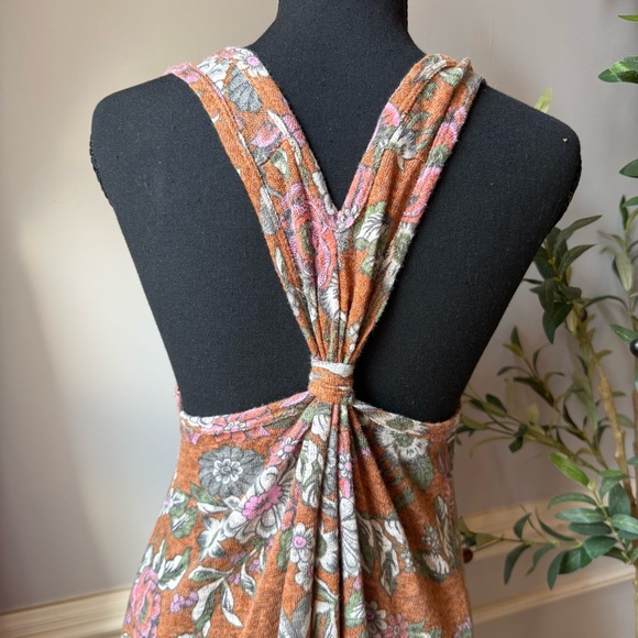 Easel Floral Boho Mini Dress Tie Back Ruffle Hem Sleeveless Size M - Picture 5 of 10